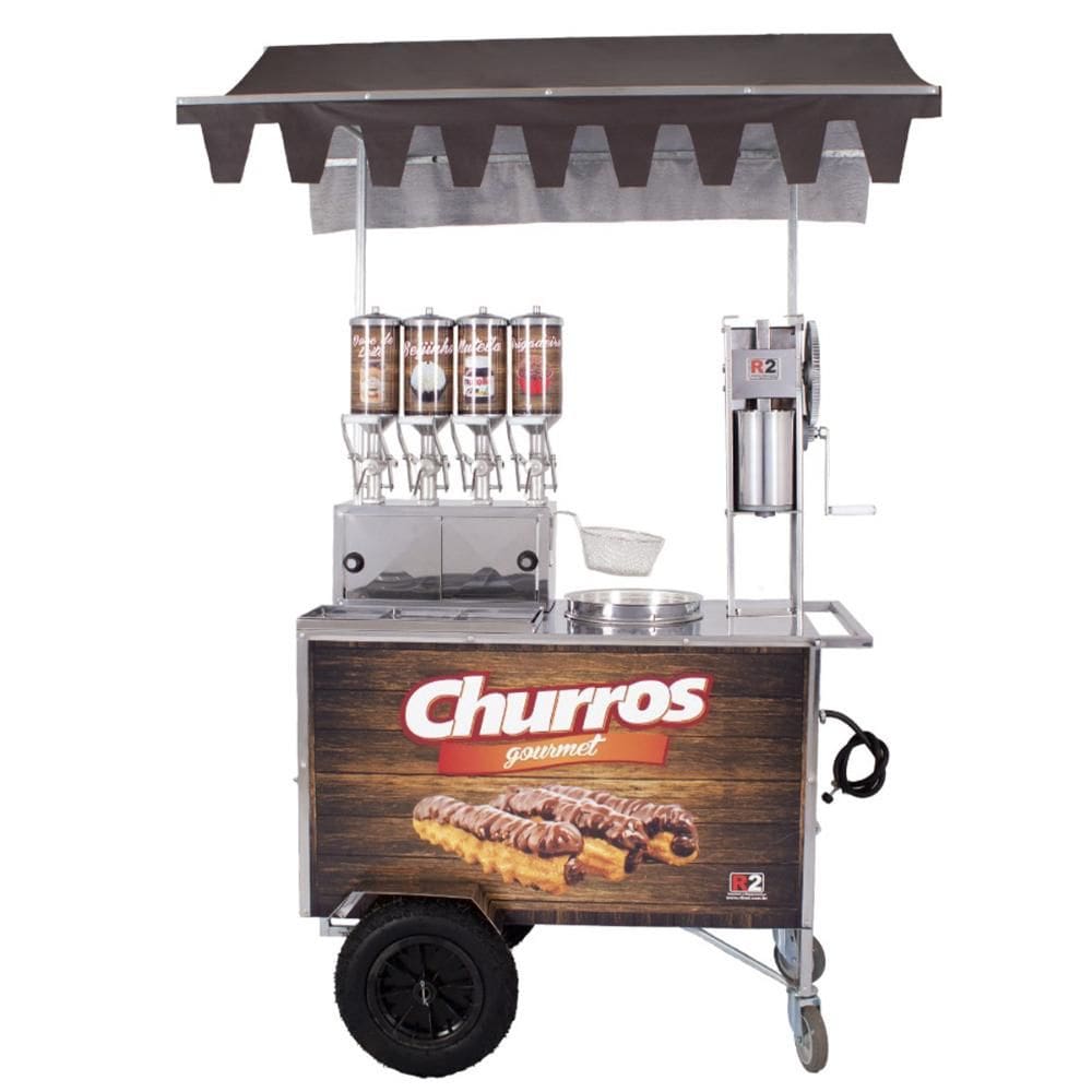 Carrinho de Churros Gourmet R2 4 Doceiras e Masseira com Resistência 110V R0081-1
