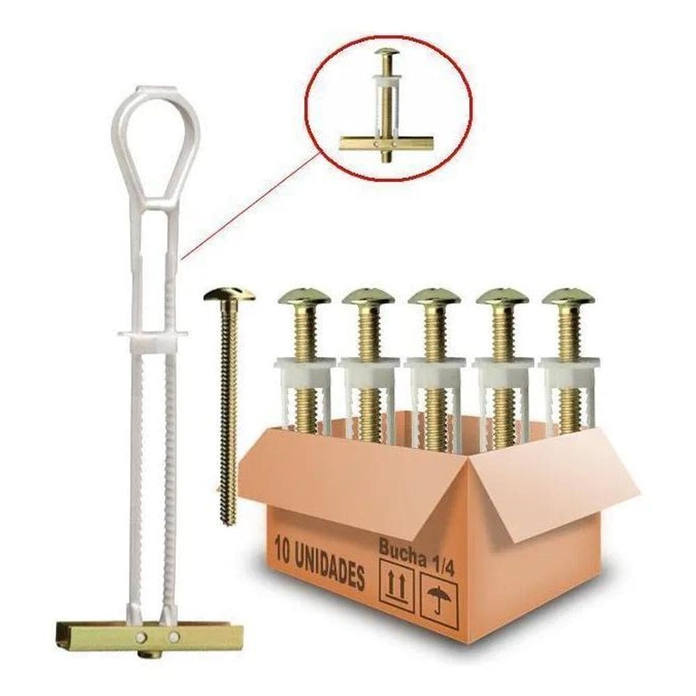 2X Bucha Gesso Drywall Sforbolt Com Parafuso 1/4 - 10Pcs C/