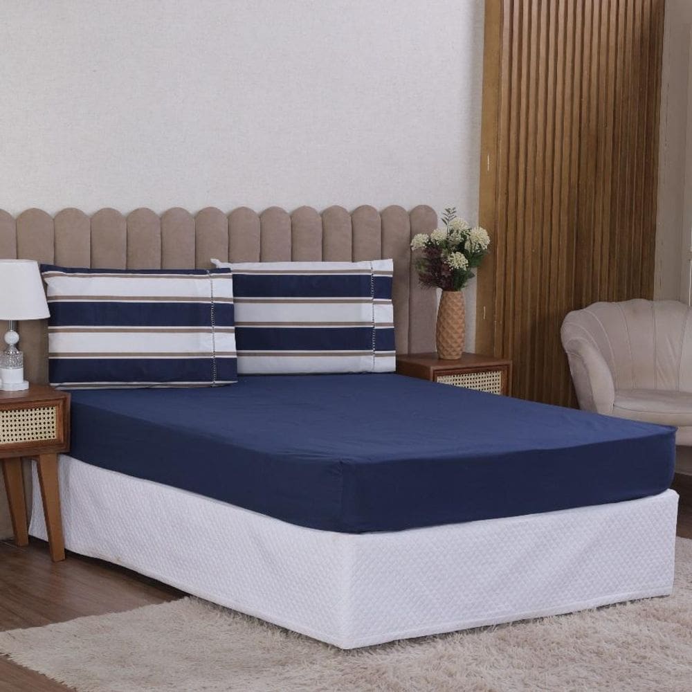 Jogo Cama Casal 3P Lençol + Fronha Esmeralda Percal 100%