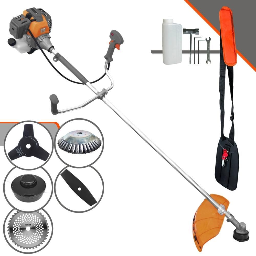 Roçadeira Tekna RL430P À Gasolina 2T 43cc 1,7HP Com Carretel de Nylon + Faca 2 Pontas + Faca 3 Pontas + Faca 40 Dentes + Escova de Aço Giratória