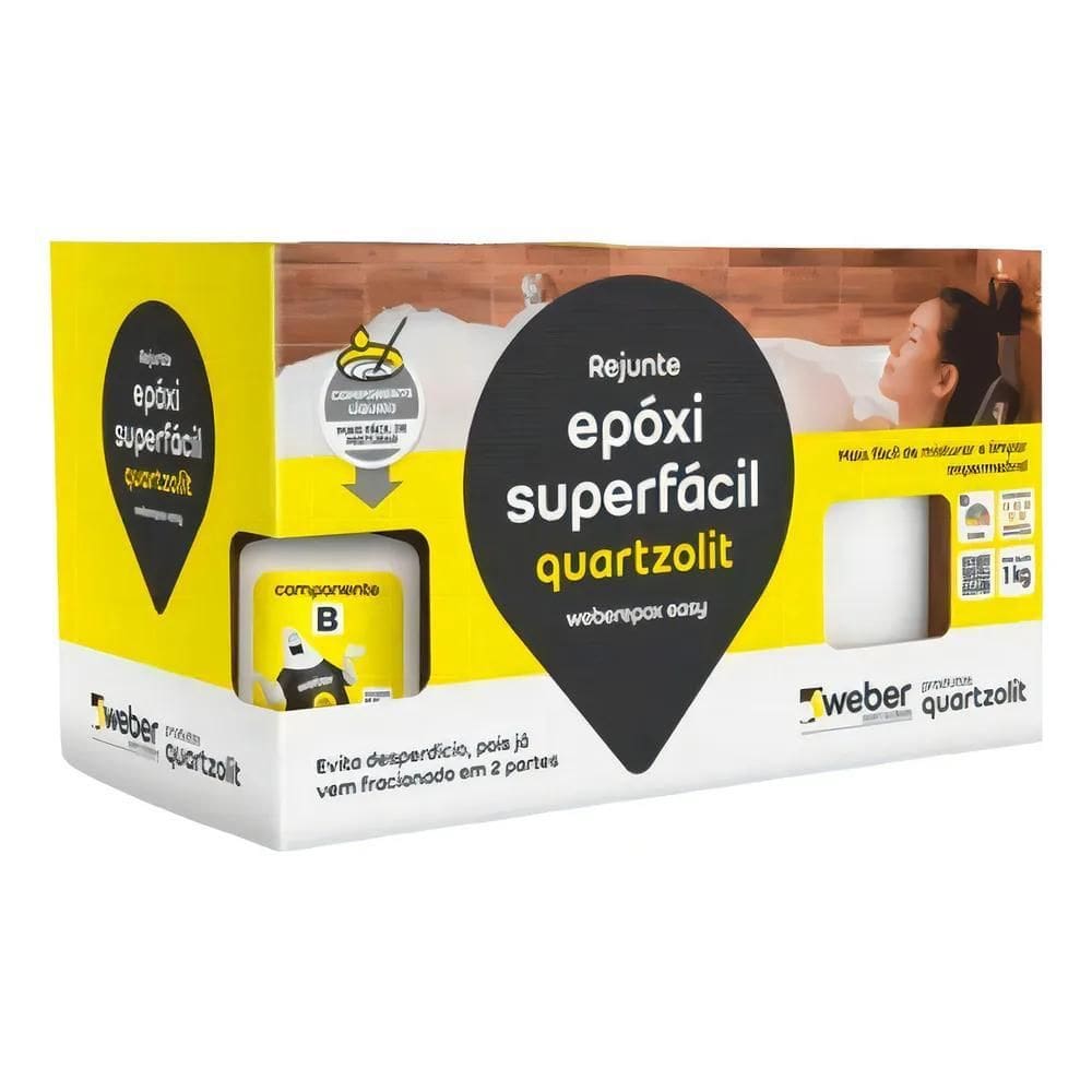 2X Rejunte Epoxi Superfacil Quartzolit 1Kg Branco