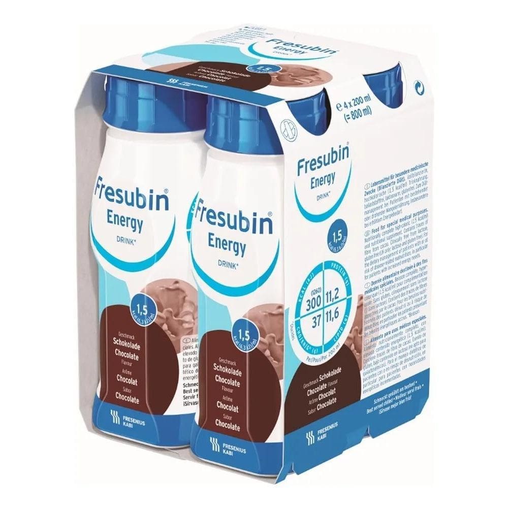 2X Fresubin Energy Drink 200Ml - Chocolate - Kit Com 4