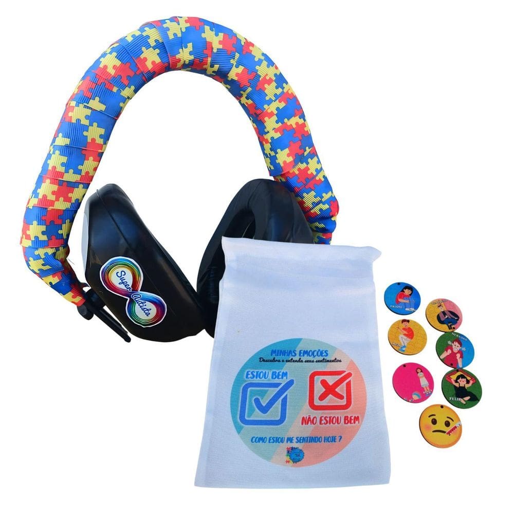 Abafador De Som Infantil Acolchoado 12 Db + Jogo Das Emoções