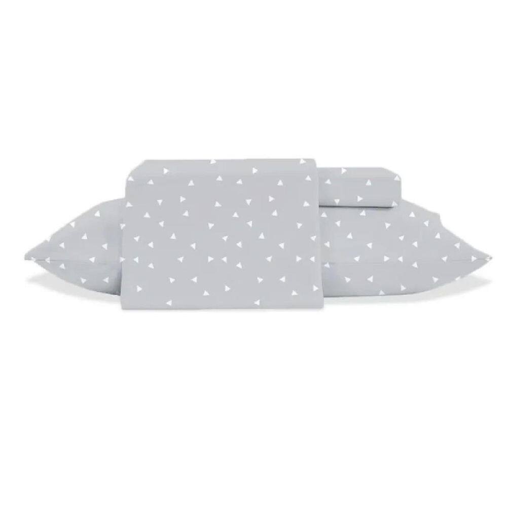 Jogo Cama Queen 4 Pc Toque De Seda Triangulos Jolitex