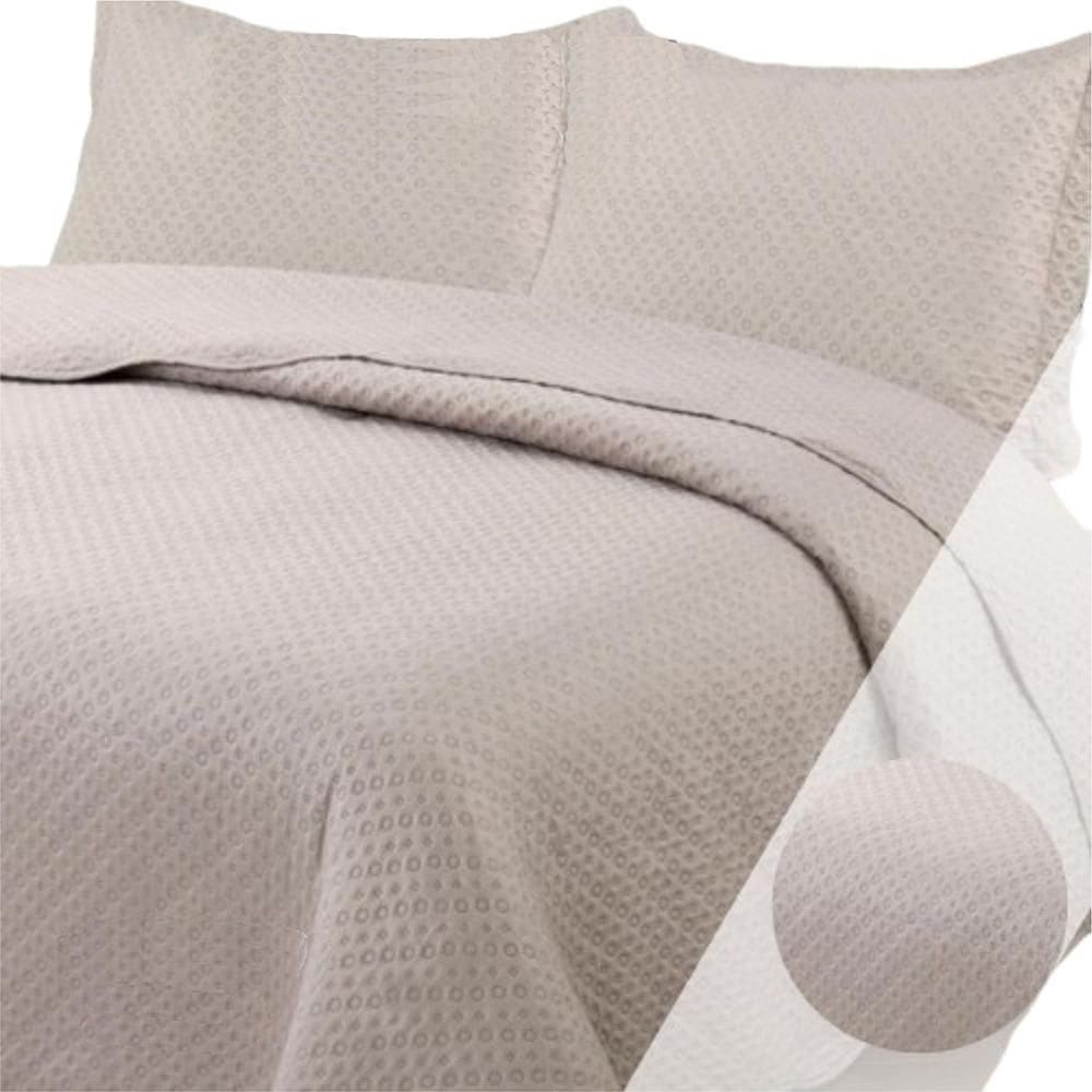 Colcha Queen Bouti Dupla Face 03 Peças - Cáqui