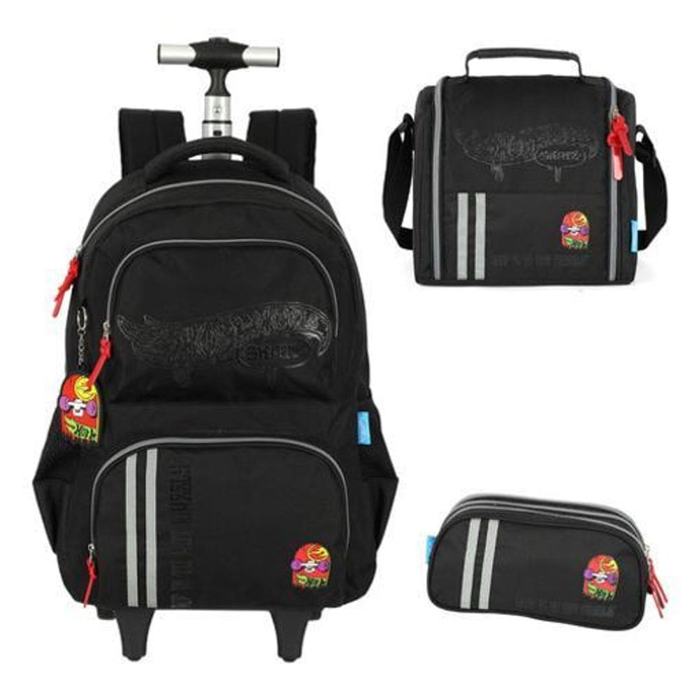 Kit Mochila Rodinhas Juvenil Coleção Hot Wheels Skate