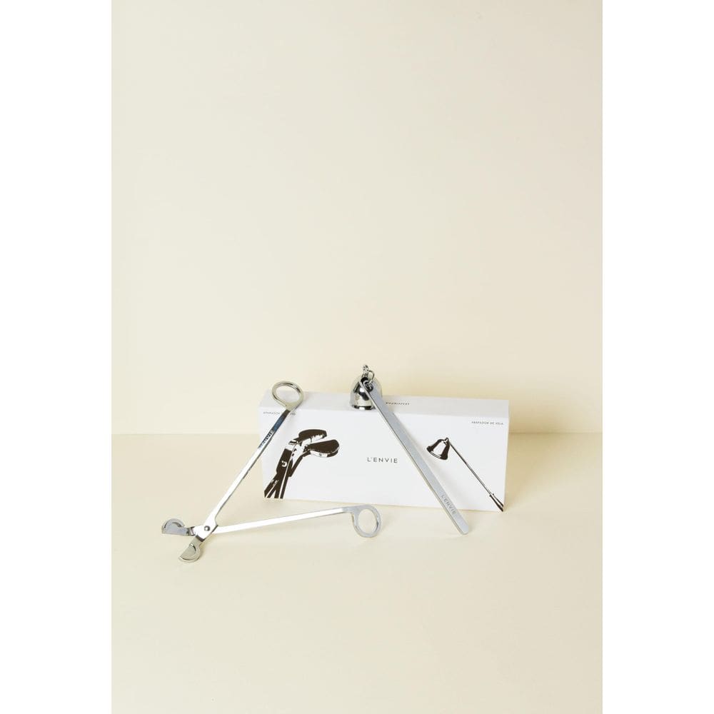 Kit Aparador + Abafador De Vela Metálico Prata - Lenvie