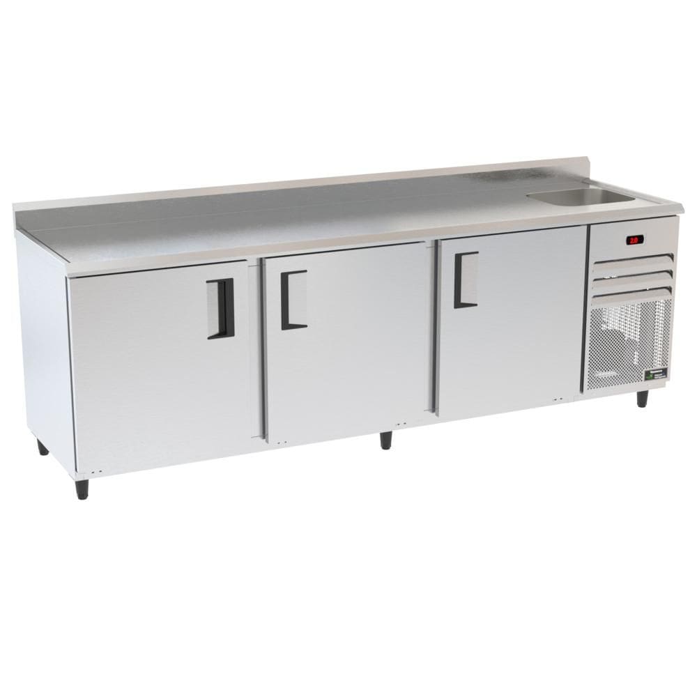 Balcão Refrigerados Venâncio 250cm Exterior Inox Interior Aluzinco Borda Espelhada com Cuba 127V VCFRH25-39388