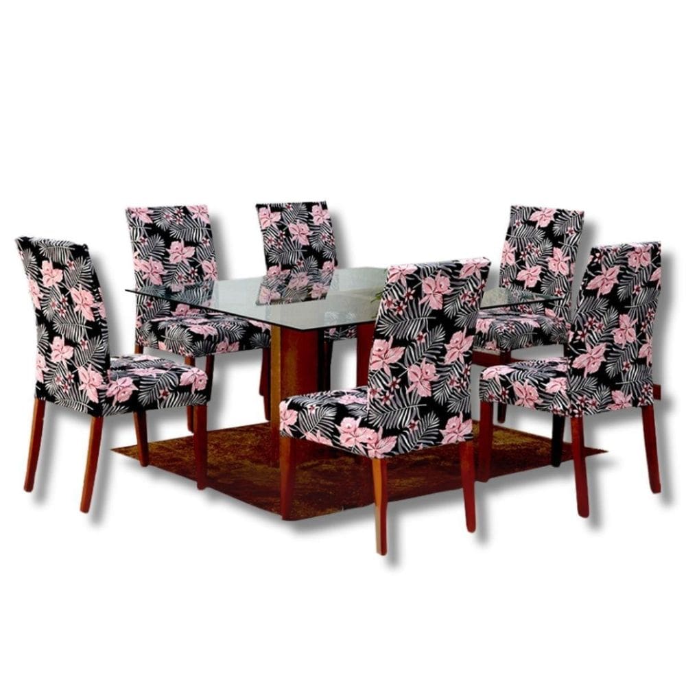 Kit 4 Capas Protetoras De Cadeira Floral Sala De Jantar