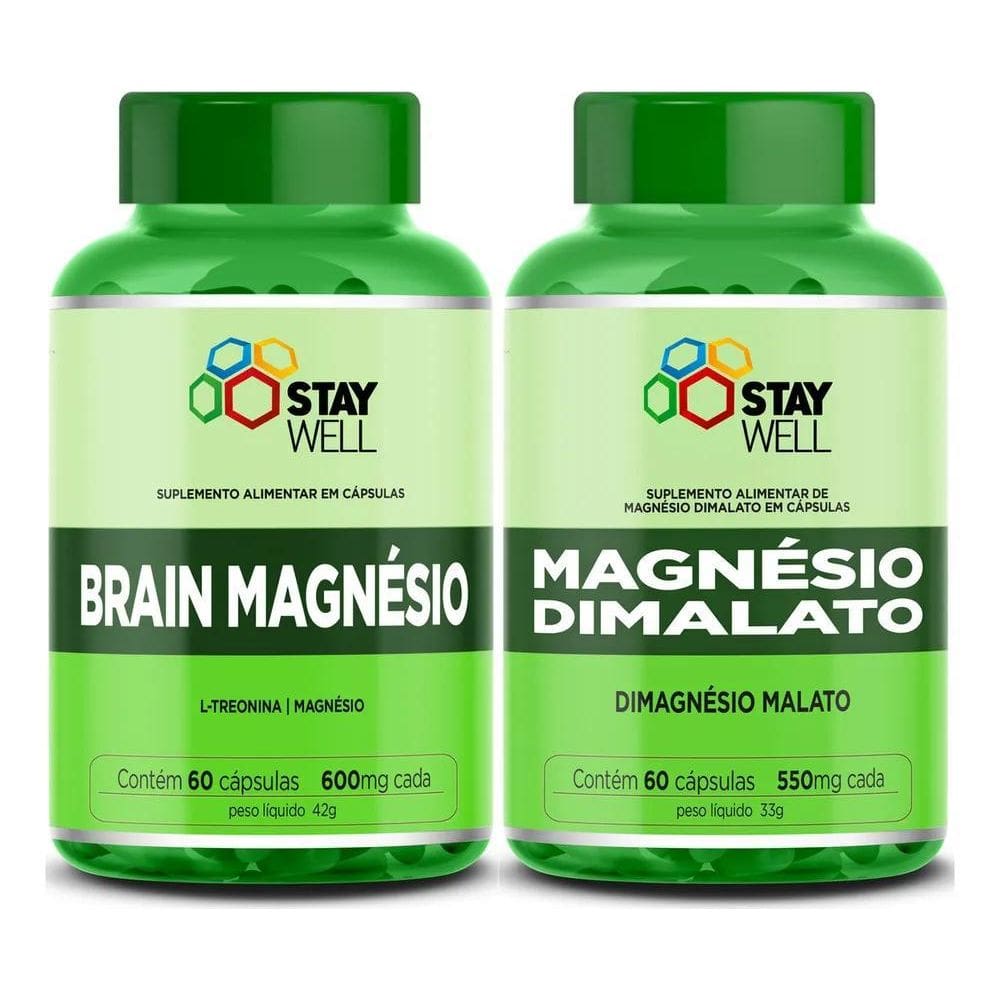 2X Kit Magnésio Treonato Puro 500Mg Mais Magnésio Dimalato 5