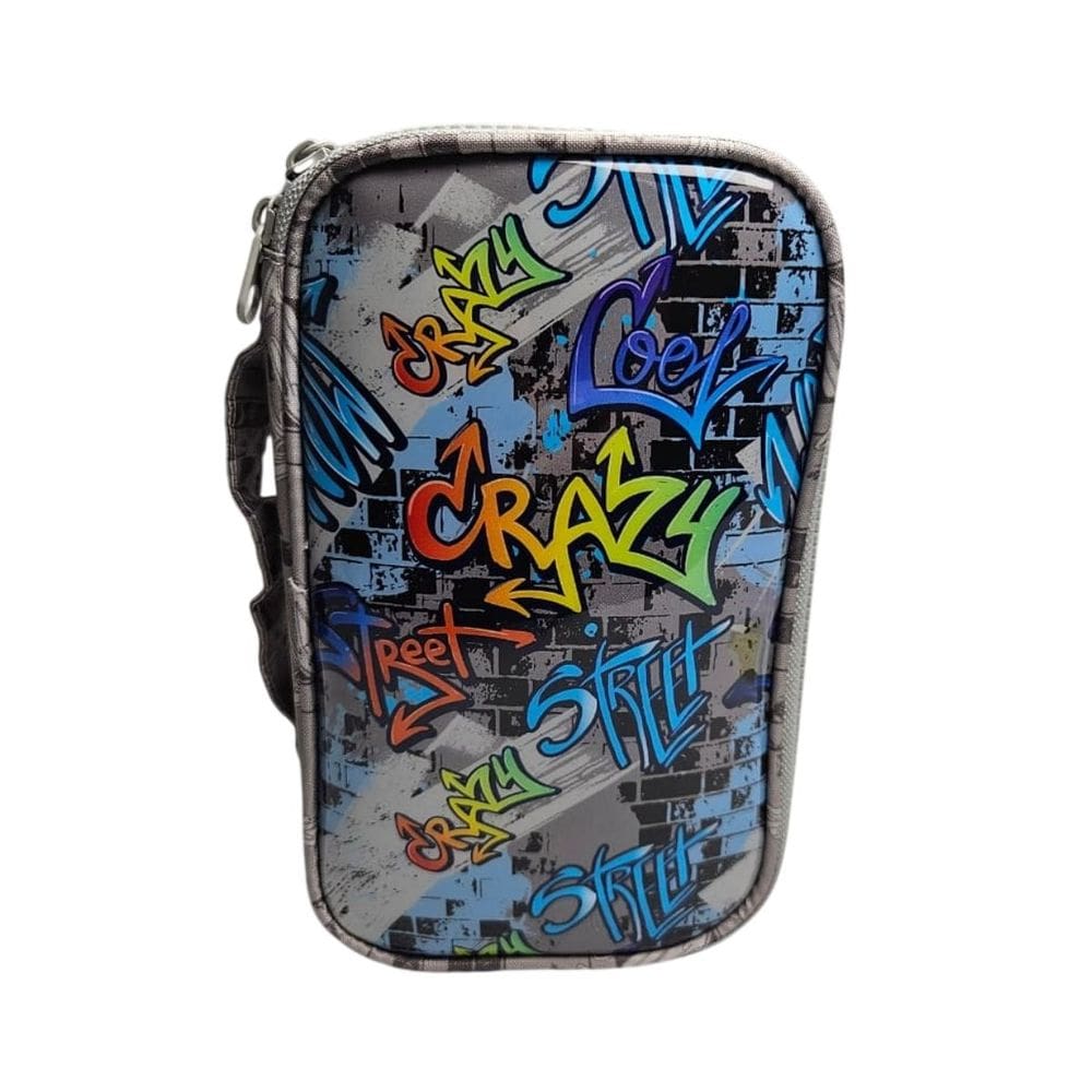 Estojo Escolar Box Crazy Gratife Grande Reforçado Organizado Volta as Aulas Menino Masculino Estilo