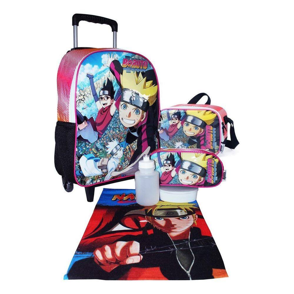 Kit Mochila Boruto Naruto Rodinhas Lancheira Estojo