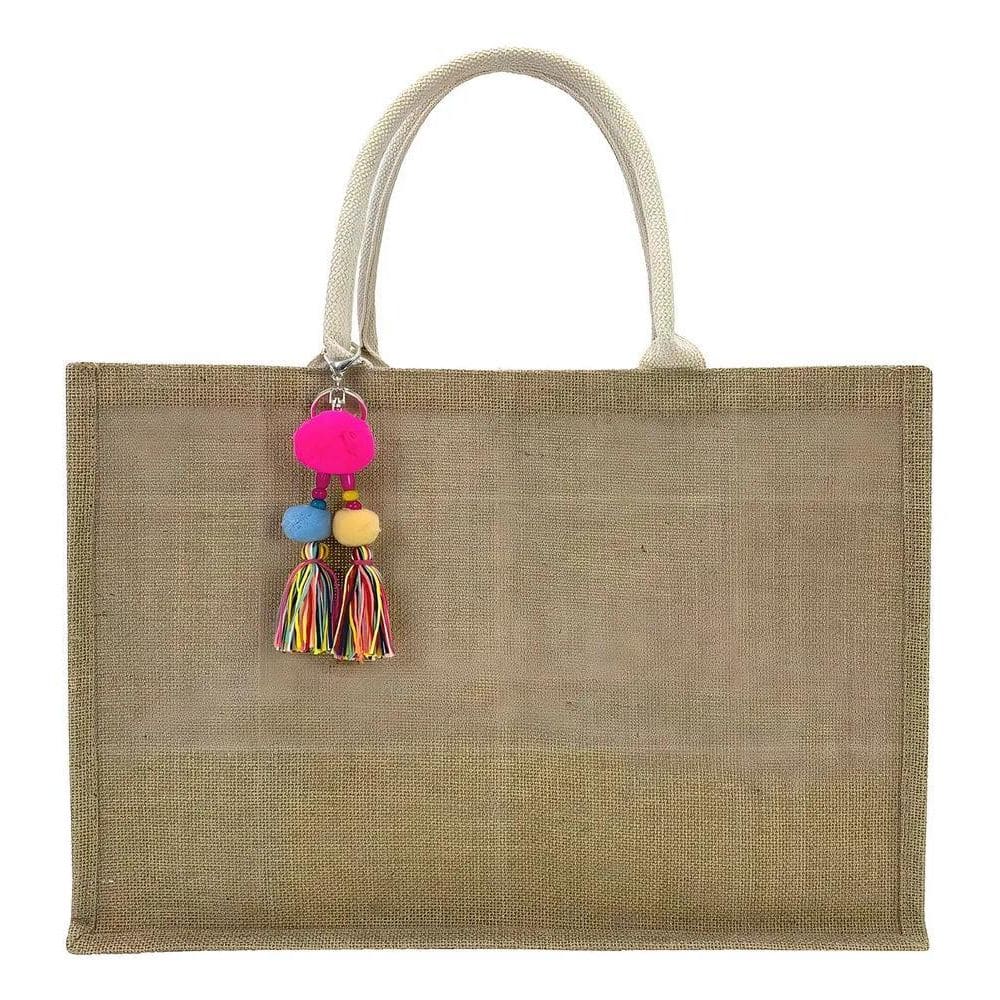 2X Bolsa De Praia Feminina Palha Com Zíper Chaveiro Ipermeáv