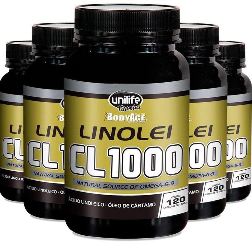 Kit 5 Linolei Cl 1000 Óleo De Cártamo Unilife 120 Cápsulas