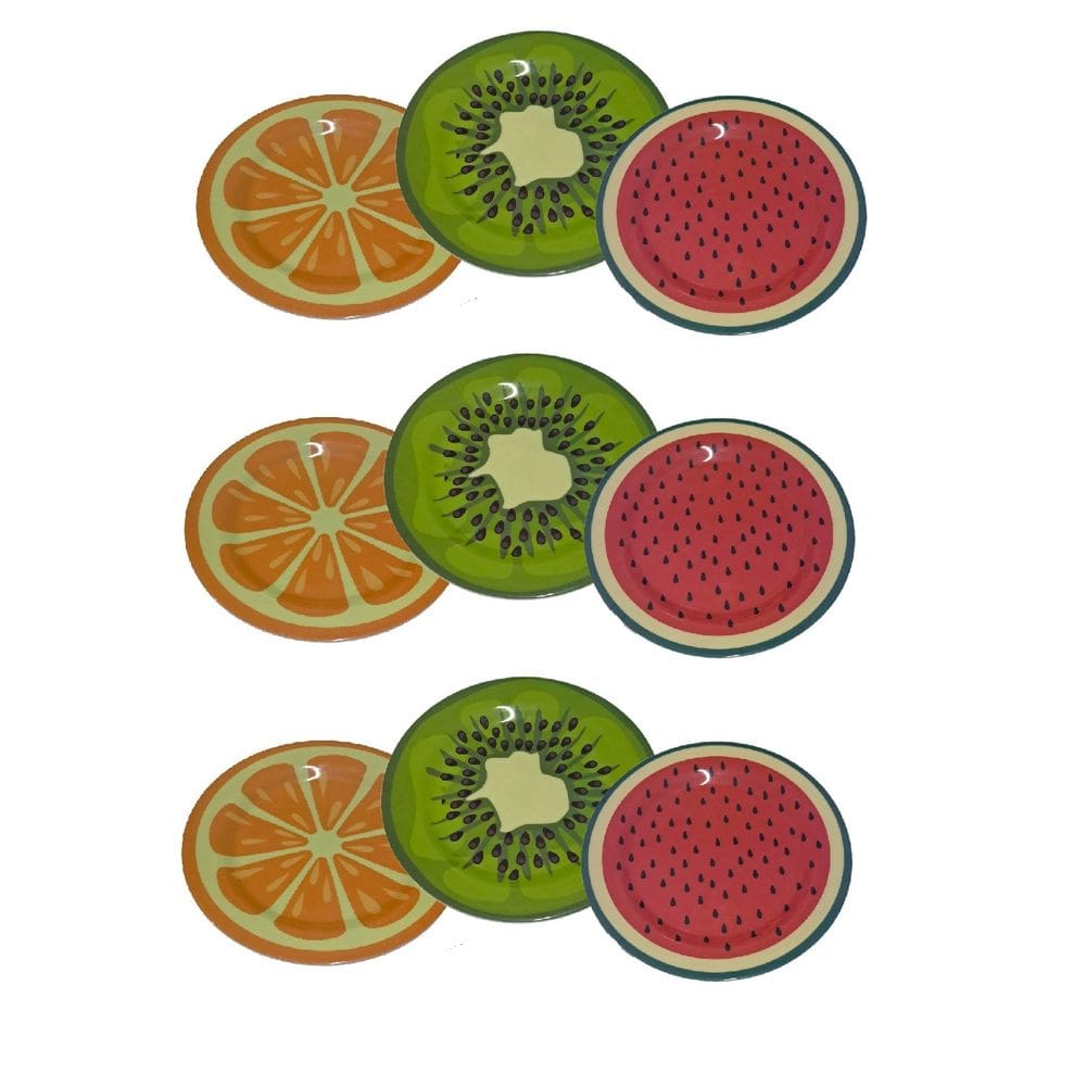 Conjunto 9 Pratos Em Melamina de Frutas Para Jantar 25cm