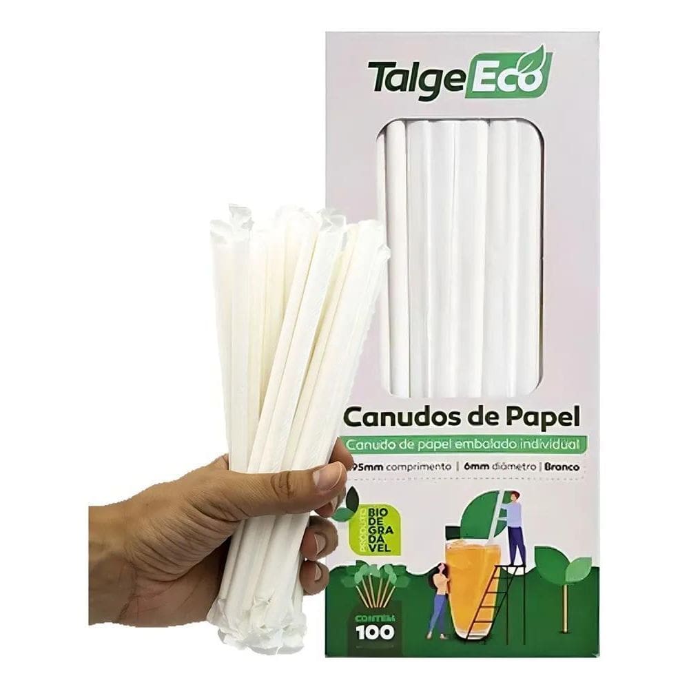 2X Canudo De Papel Biodegradável Descartável Talge 195X6Mm 1