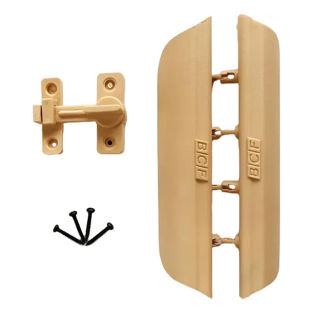 2X Kit Puxador + Trinco Porta Sanfonada Cinza Bege E Branco