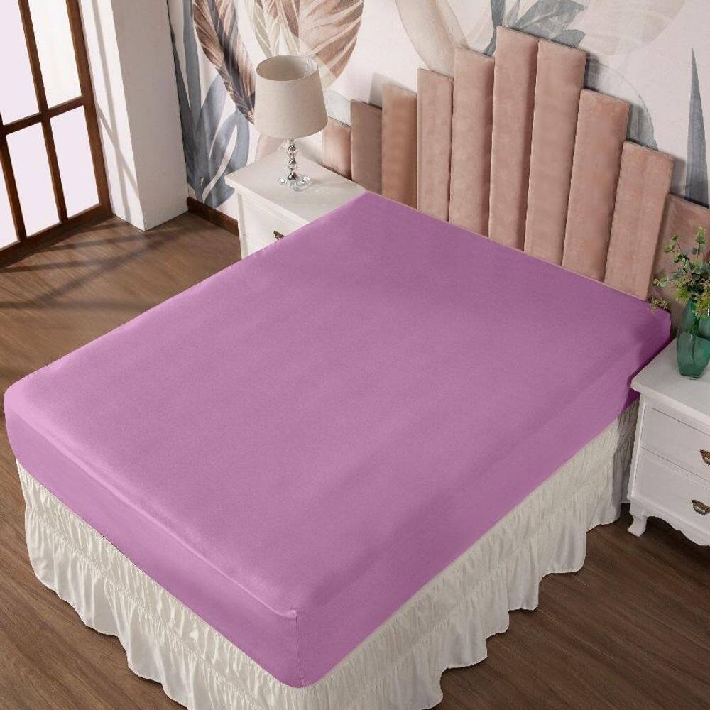 Lençol Casal Com Elástico Prático Malha Lisa 1 Peça