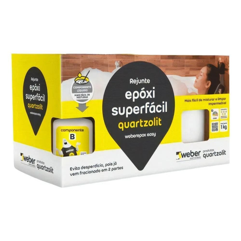 2X Rejunte Epoxi Superfacil Quartzolit - Preto Grafite 1Kg