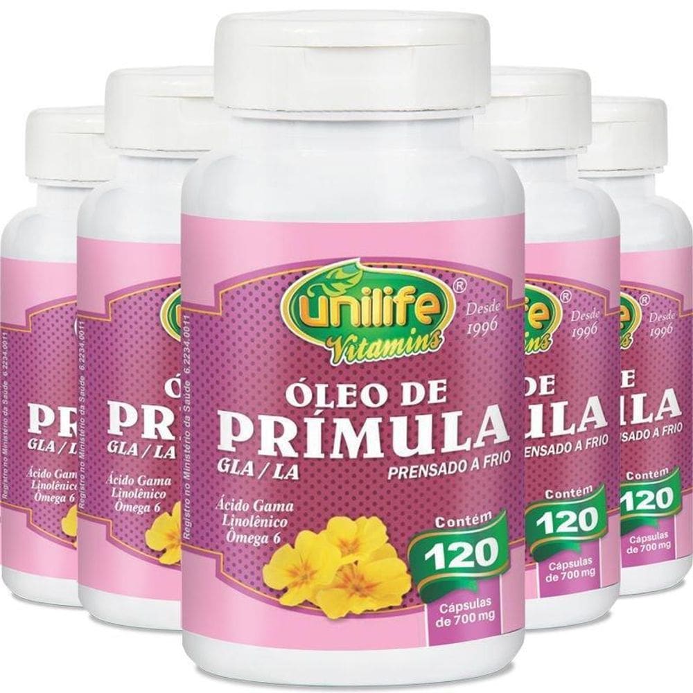 Kit 5 Óleo De Prímula Unilife 120 Cápsulas