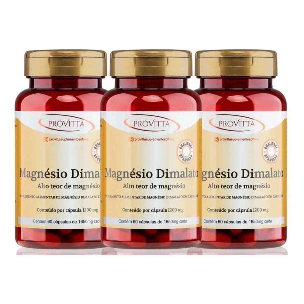 2X Kit 3 Magnésio Dimalato Alto Teor De Magnésio 180 Cáps To