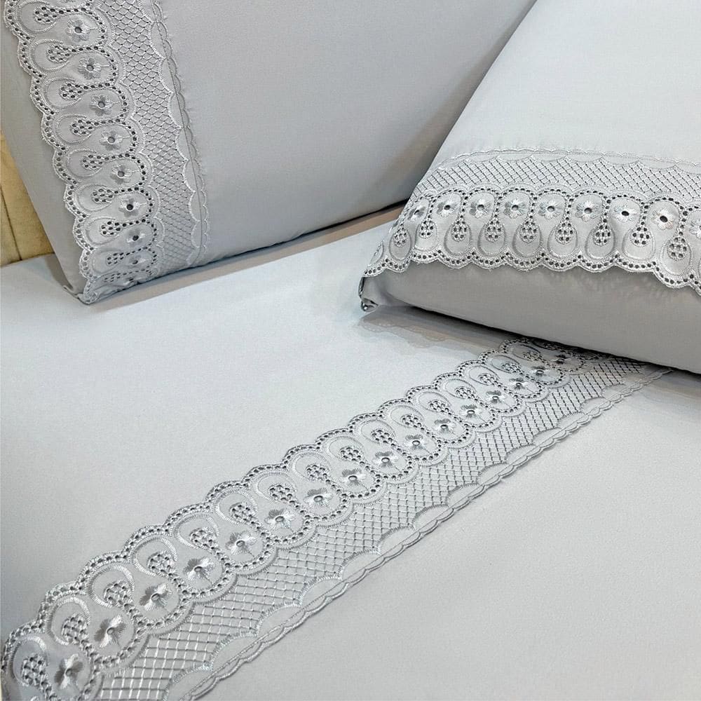 Jogo De Cama Lençol King D Mais 4 Peças - Cinza