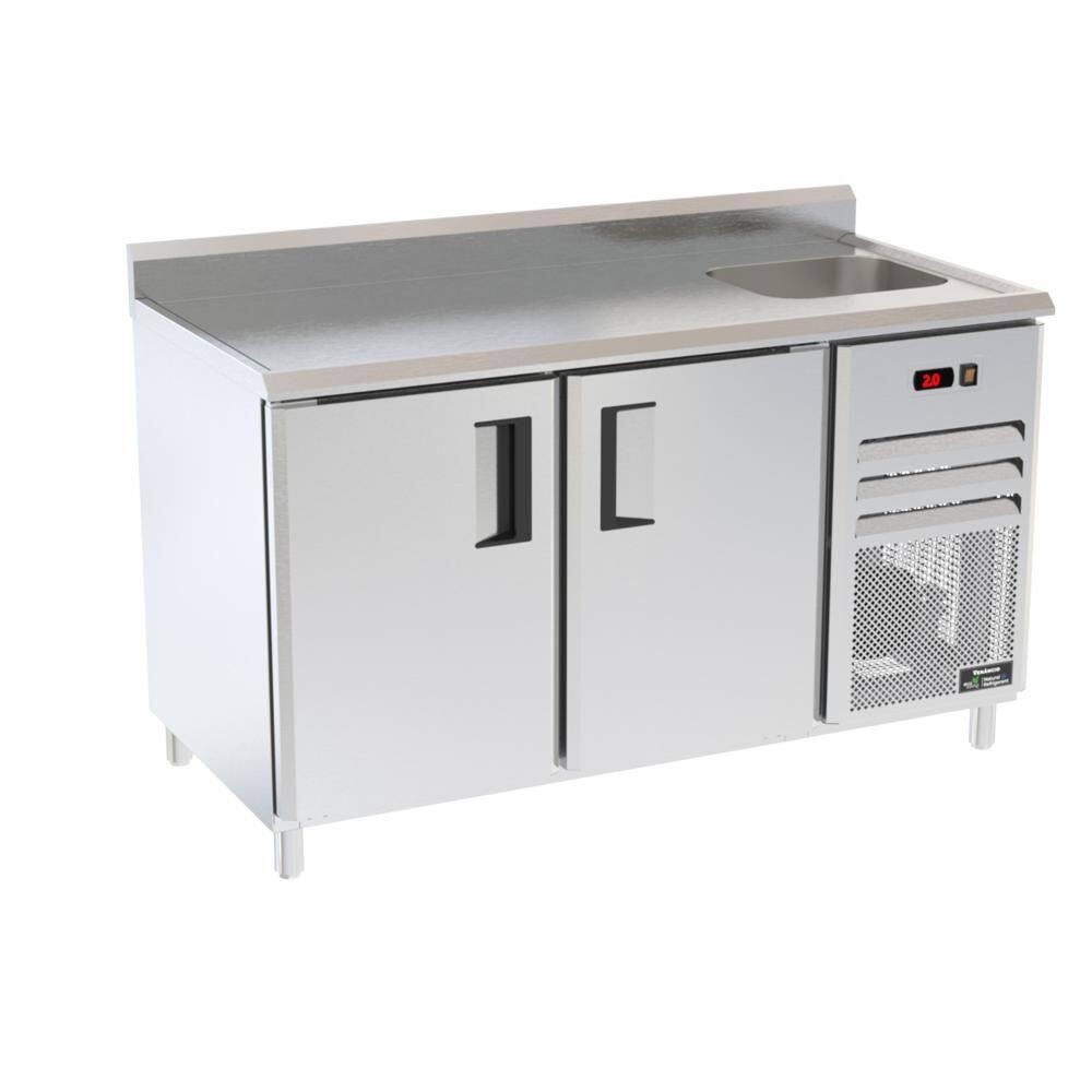 Balcão Refrigerados Venâncio 150cm Linha Prime Inox Borda Espelhada com Cuba 127V PCFRH15-39343