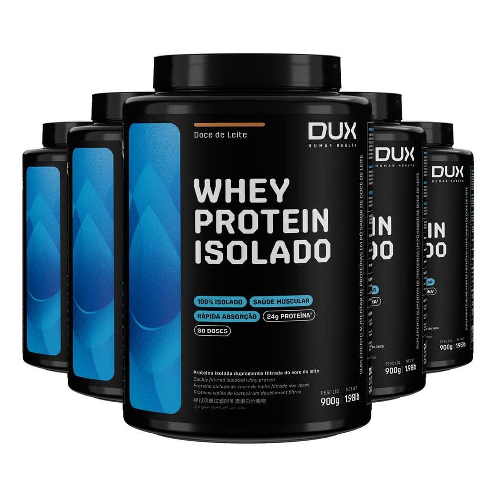 Kit 5 Whey Protein Isolado Dux Doce De Leite 900G