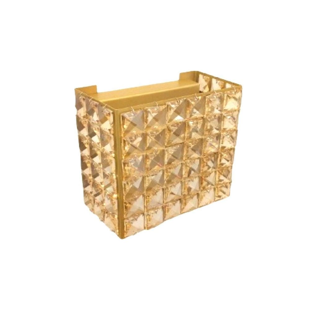 Arandela Moderna Dourada Cristal Âmbar + 2 Lâmpada Led G9