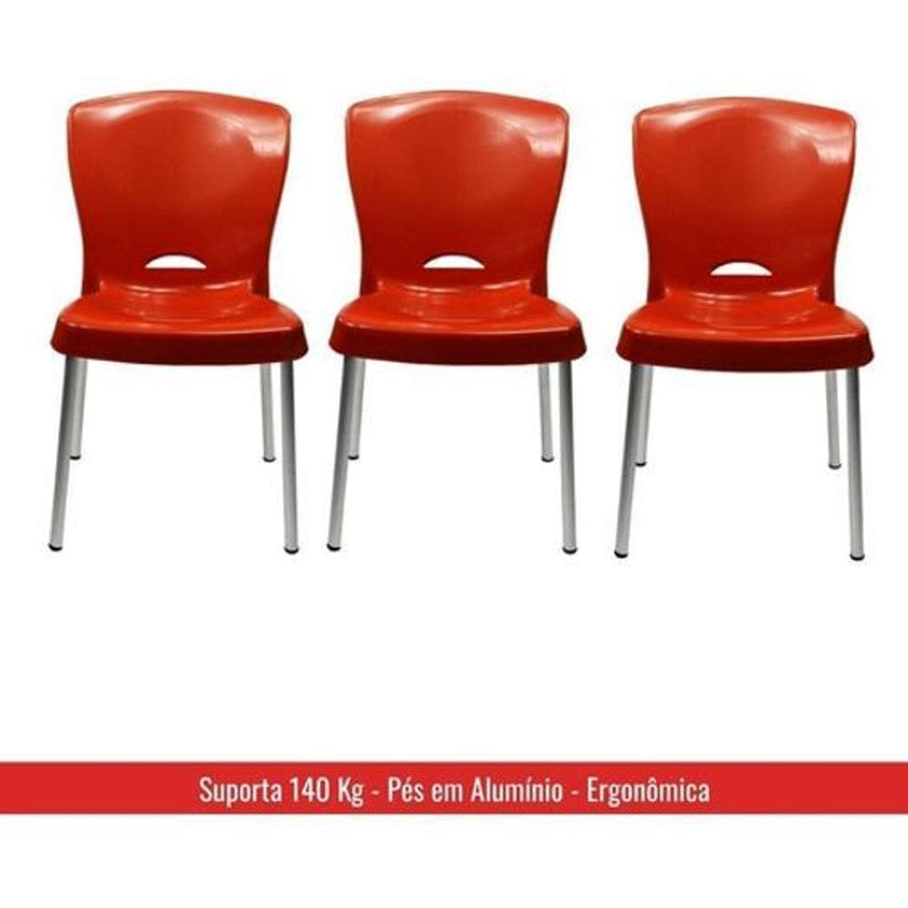3 Cadeiras Lola Plástico Com Pés De Alumínio - Ecomobili