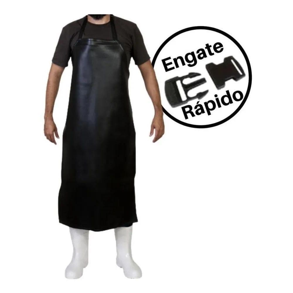 2X Avental Impermeável Pvc Preto Açougue Cozinha 120X060