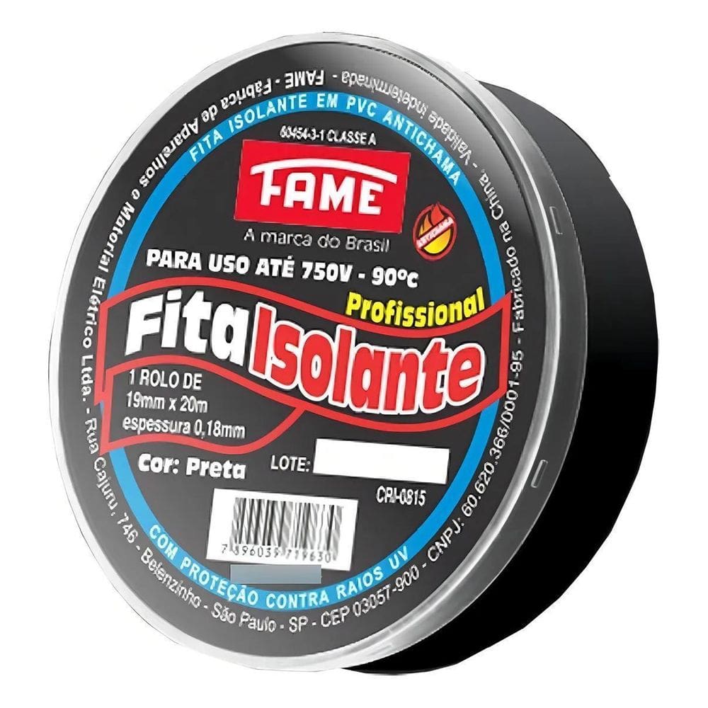 Fita Isolante De 19Mm X 20 Metros - Fame