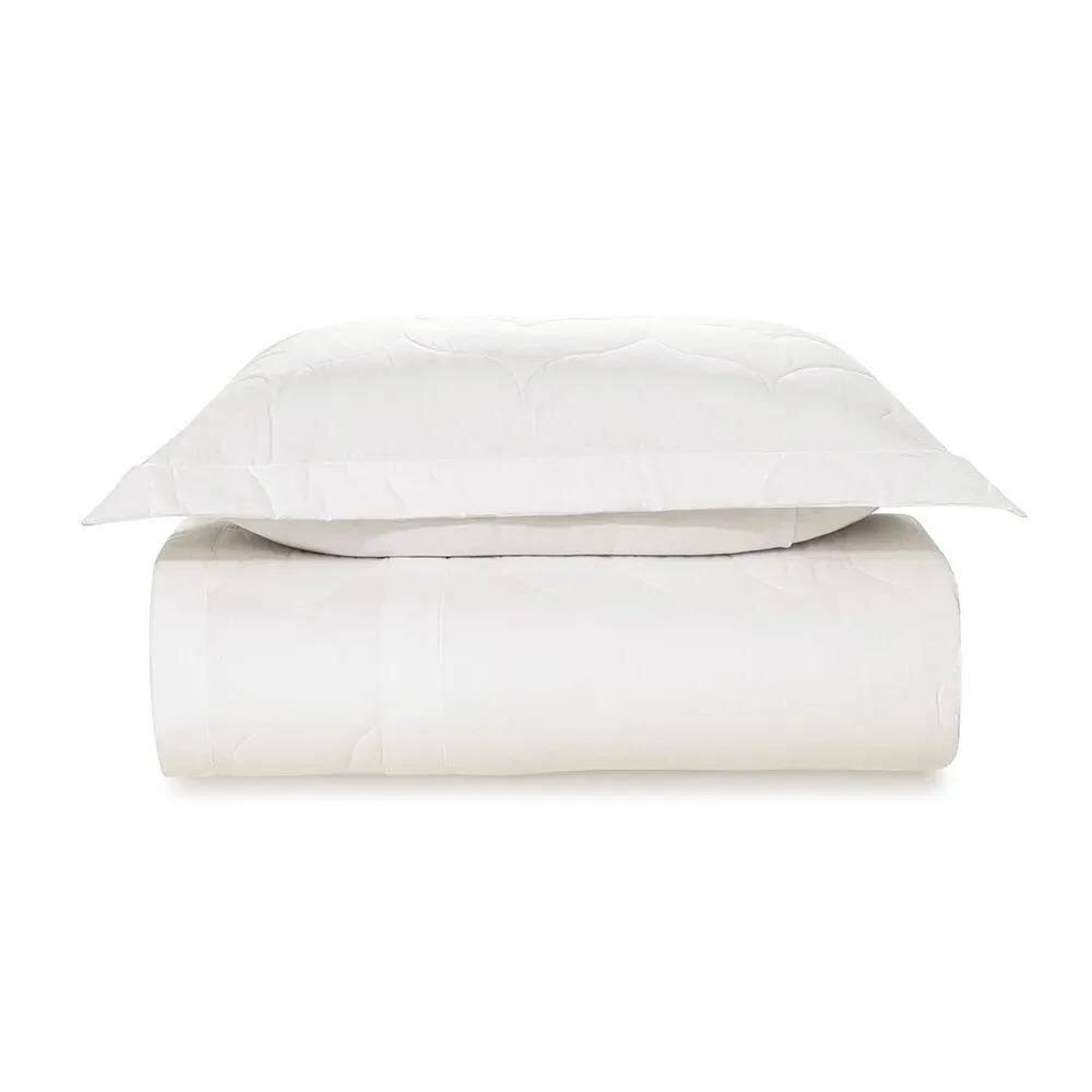 Kit Colcha / Cobre Leito Solteiro 200 Fios Tom Branco