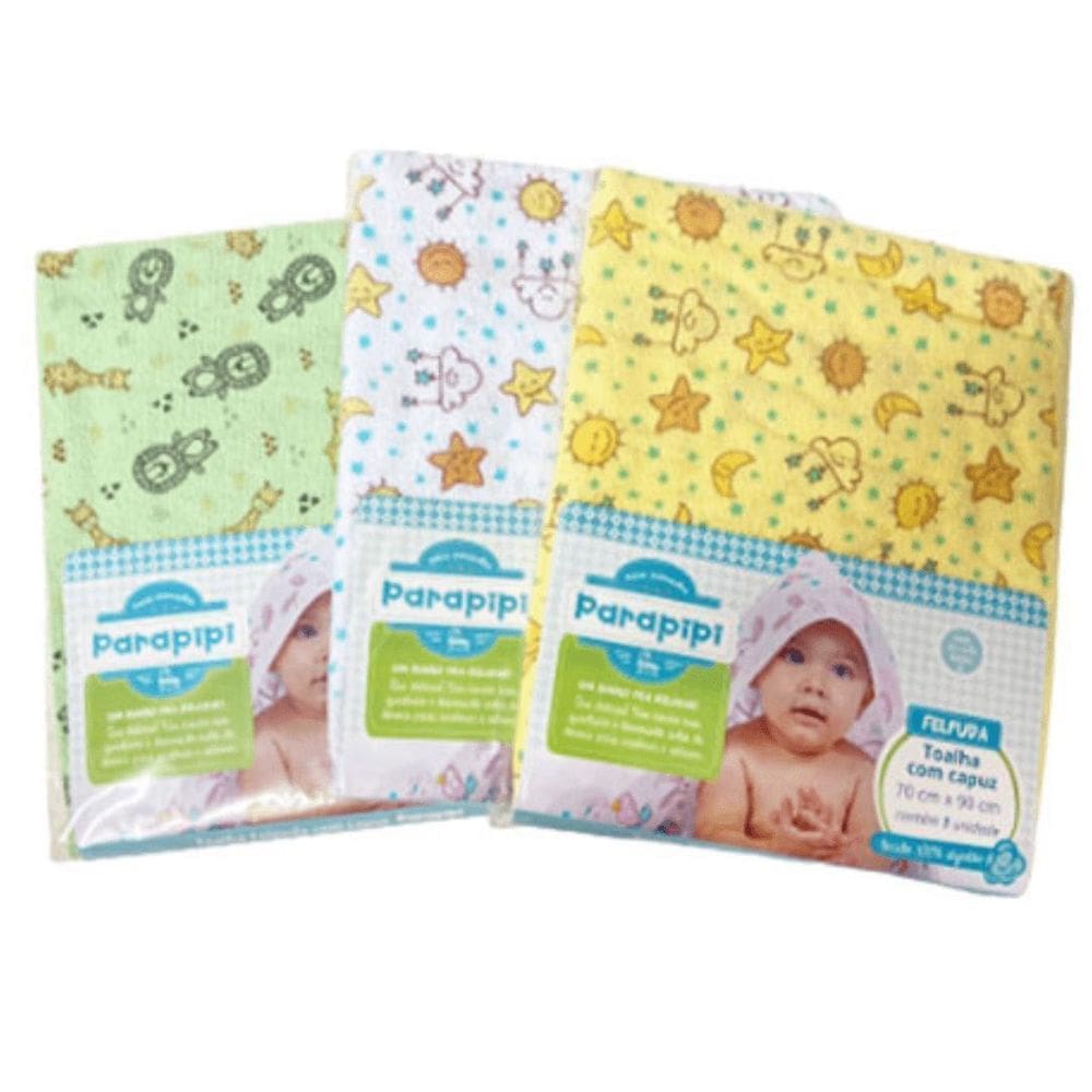 1 Toalha De Banho Neutro Bebê Forrada De Fralda Com Capuz