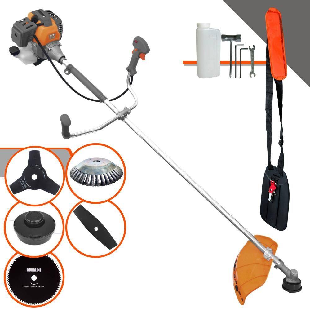 Roçadeira Tekna RL430P 43cc 10.000rpm 1,7HP de Potência Multifunções Com Carretel e Faca 3 Pontas + Faca 2 Pontas + Faca 80 Dentes + Escova de Aço