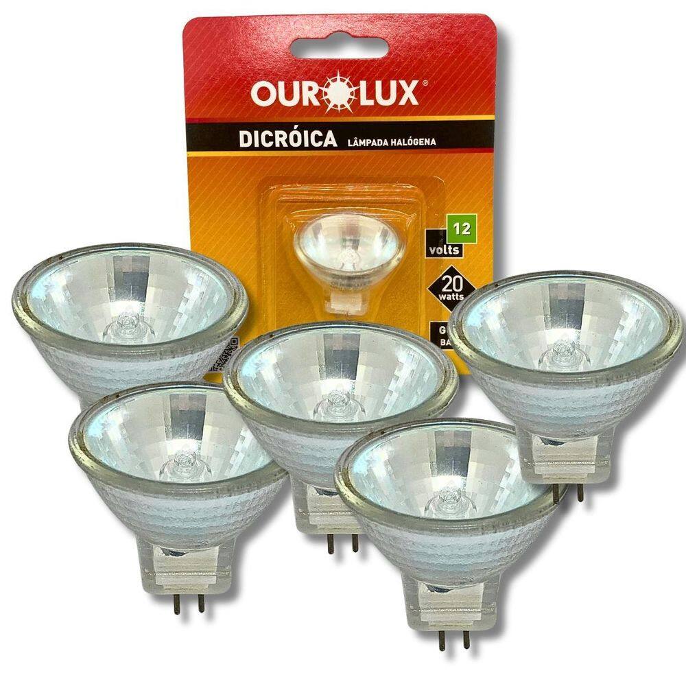 Kit 5 Lâmpadas Mini Dicróica Mr11 20W 12V Gu4 30 Halógena