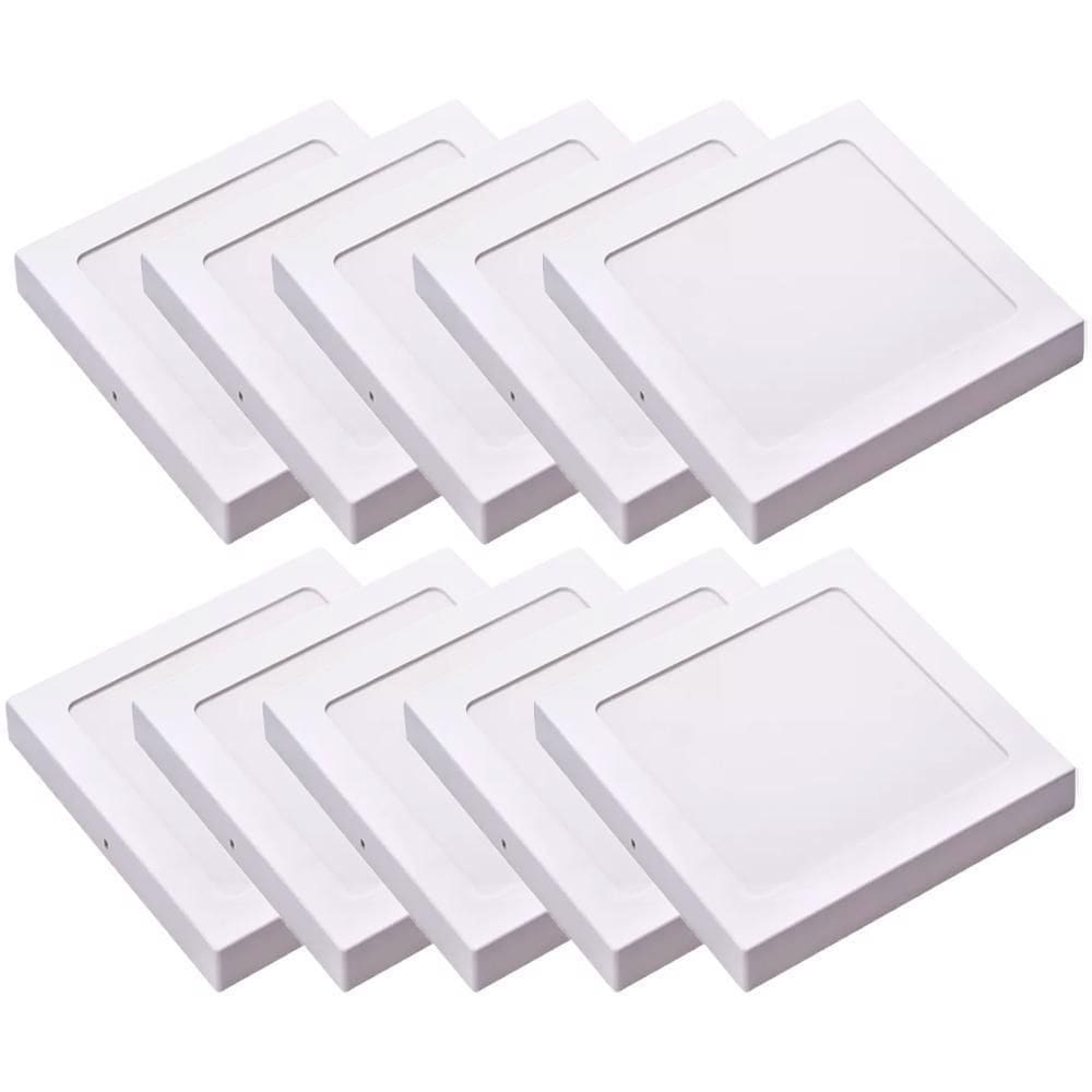 Kit 10 Luminária Plafon Led Quadrado Sobrepor 24W 4000K Noll