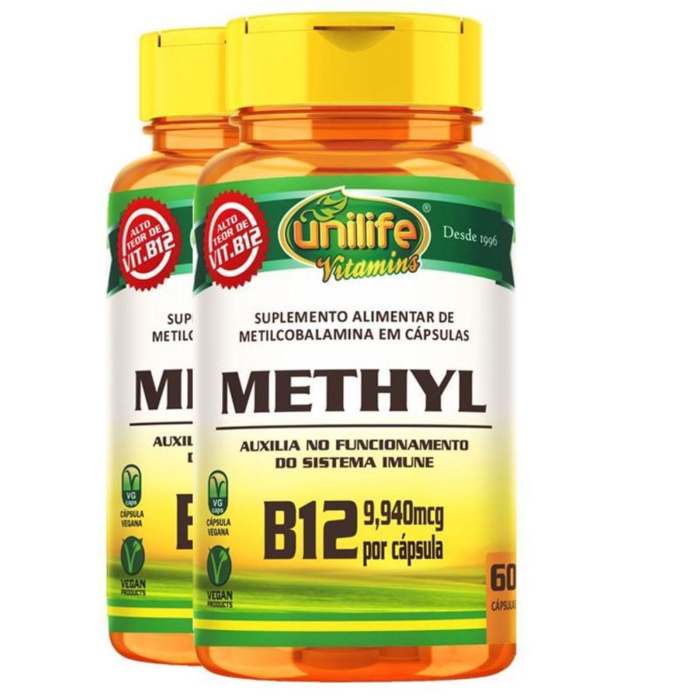 Kit 2 Vitamina B12 Methyl Unilife 60 Cápsulas