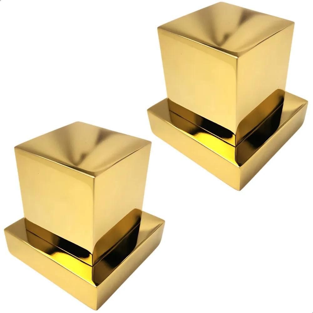 2X Kit 2 Acabamento De Registro Padrão Deca Quadrado Dourado