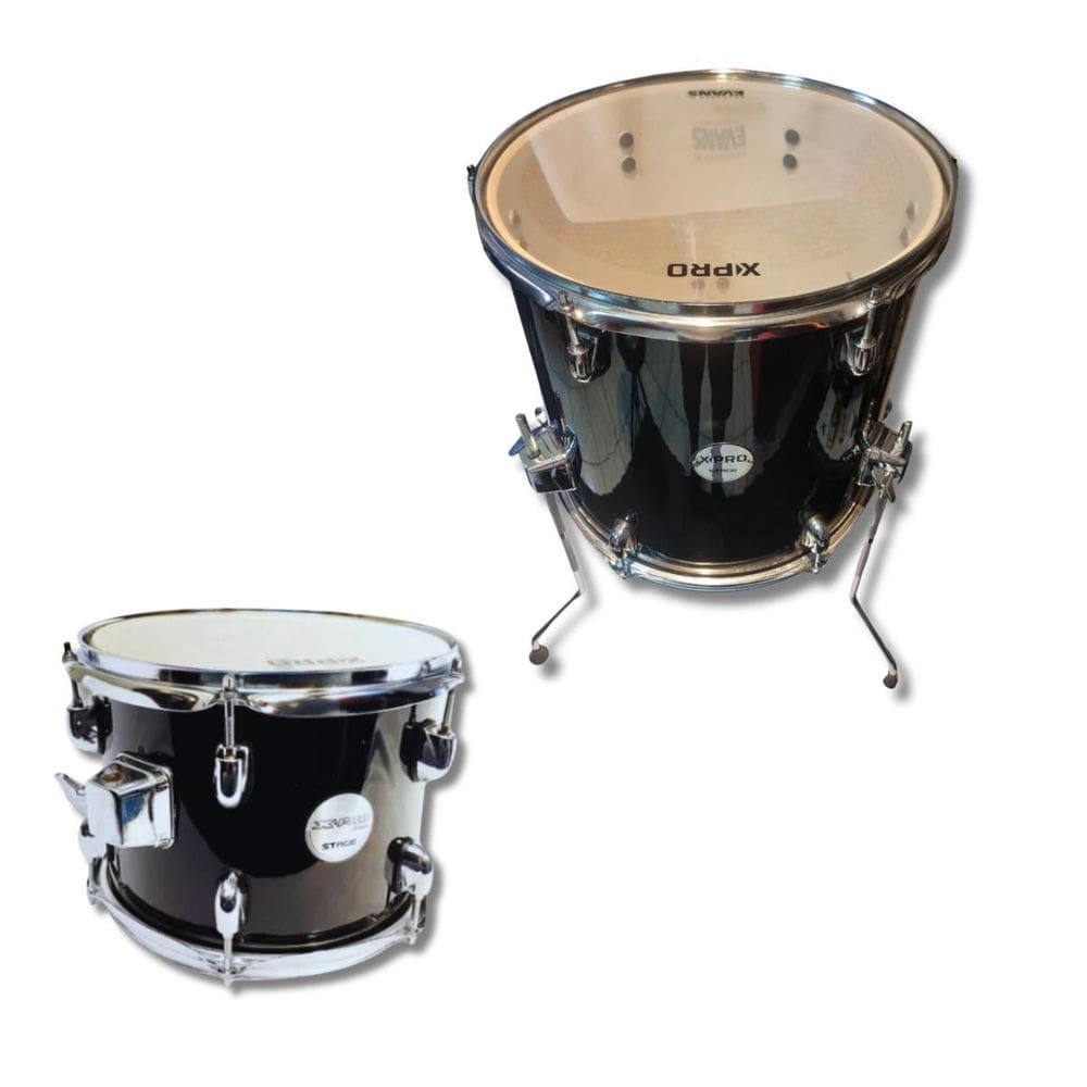 Kit Tom 10 De Bateria Em Madeira Com Caneca + Surdo 14 X-Pro