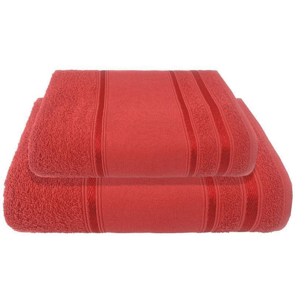 Kit 1 Toalha Banho + 1 Toalha De Rosto Para Pintura Vermelho