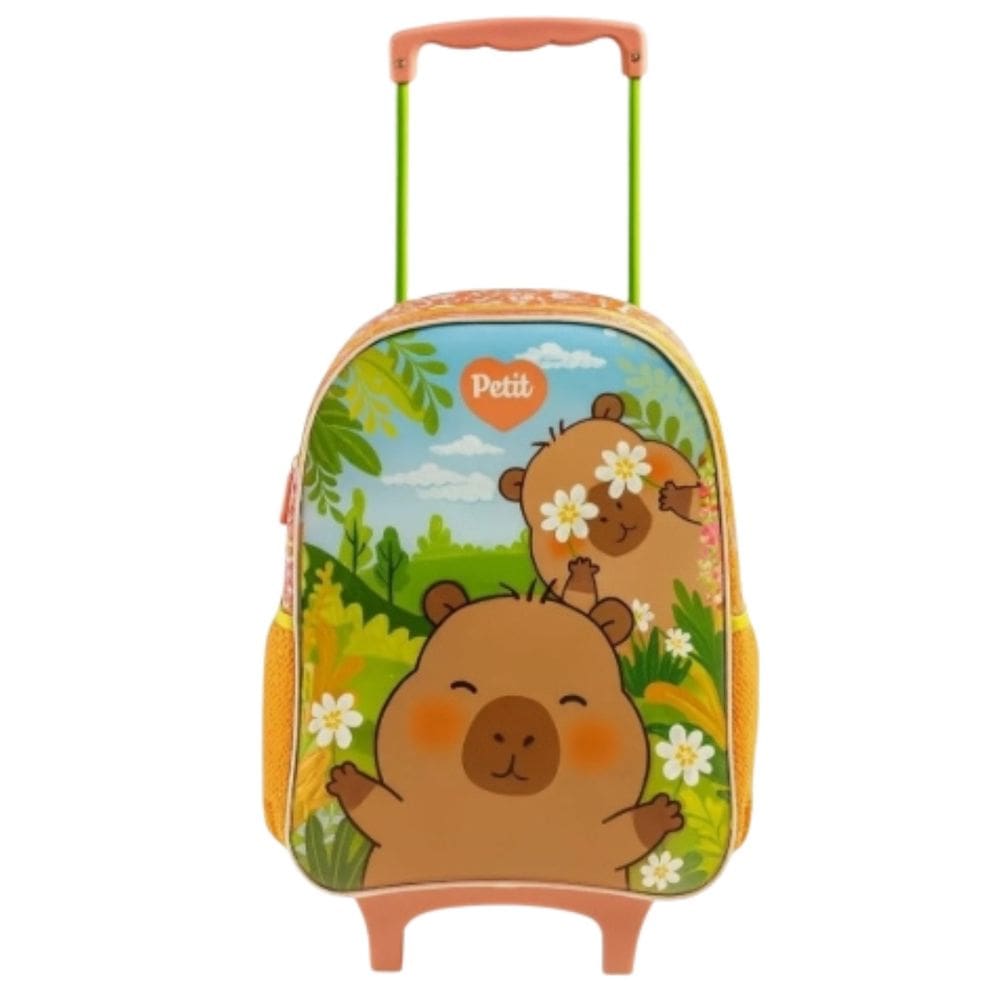 Mochila Escolar de Rodas Capivara Brownie Petit Meninas