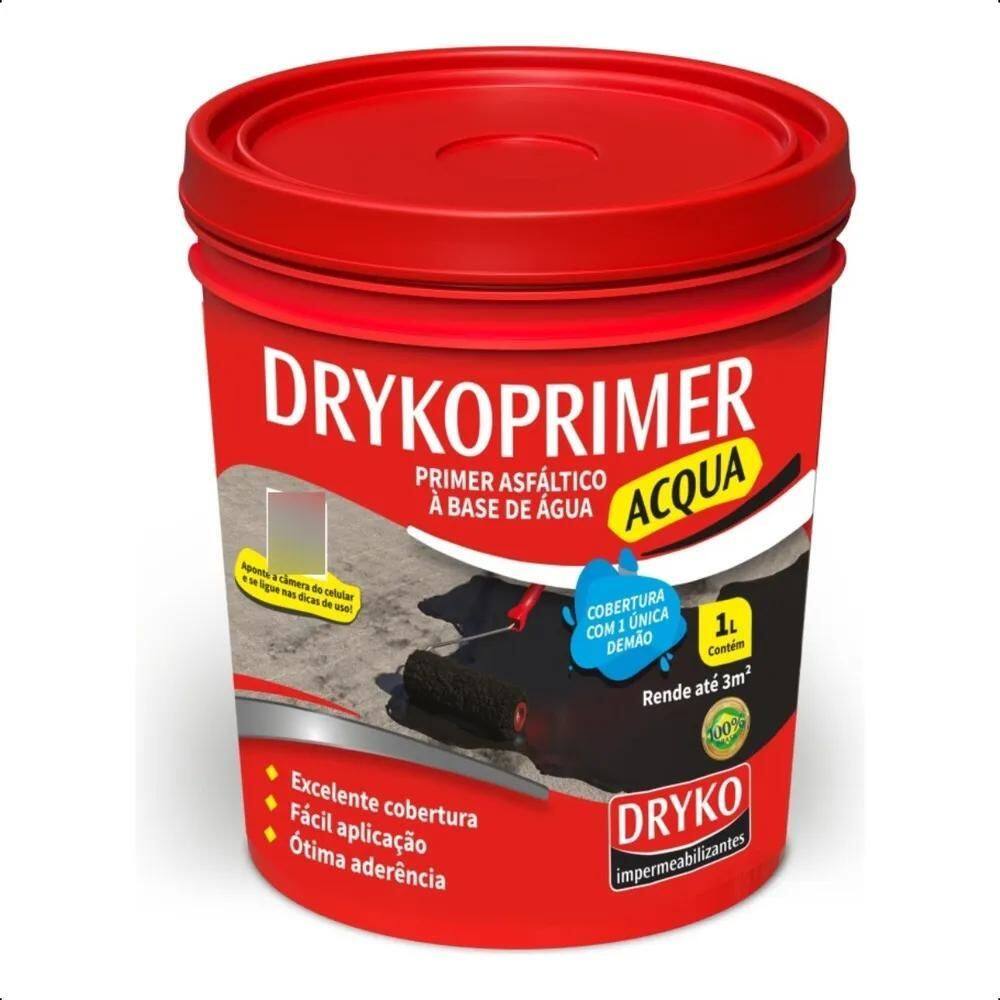 2X Primer Manta 1 Litro Dryko Liquida Acqua Asfáltica Telhad