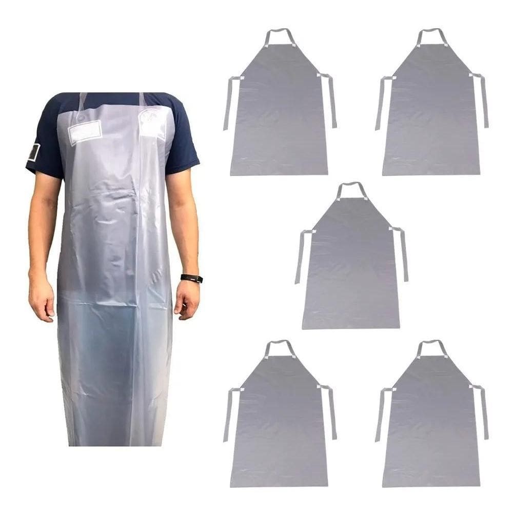 2X Kit 5 Avental De Vinil Pvc Transparente 1,20X0,70 Brascam