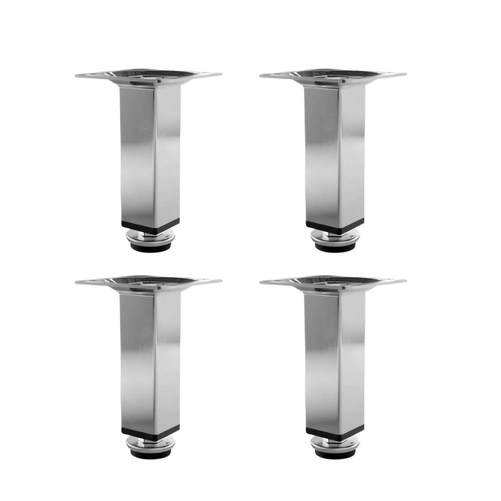 Kit 4 Pés Para Móveis Regulável Quadrado Cromado 8Cm