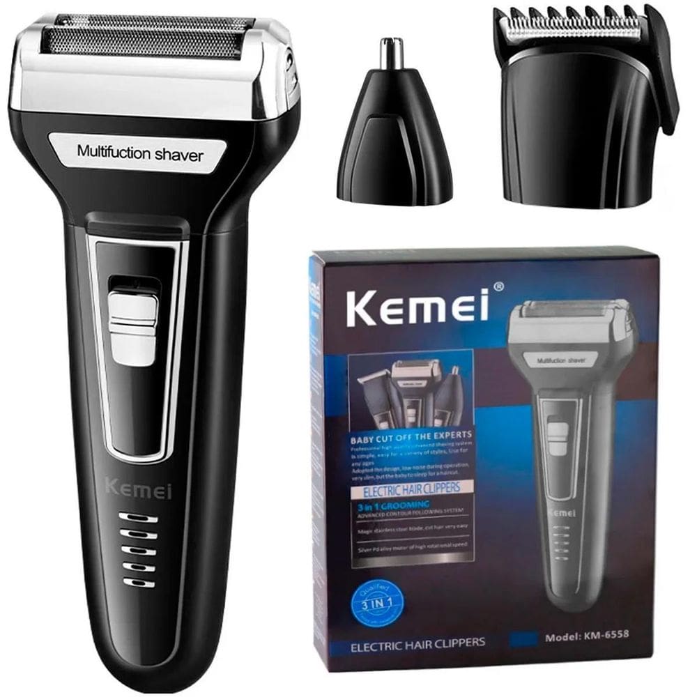 Maquininha Bivolt Kemei 3 Em 1 Para Corte