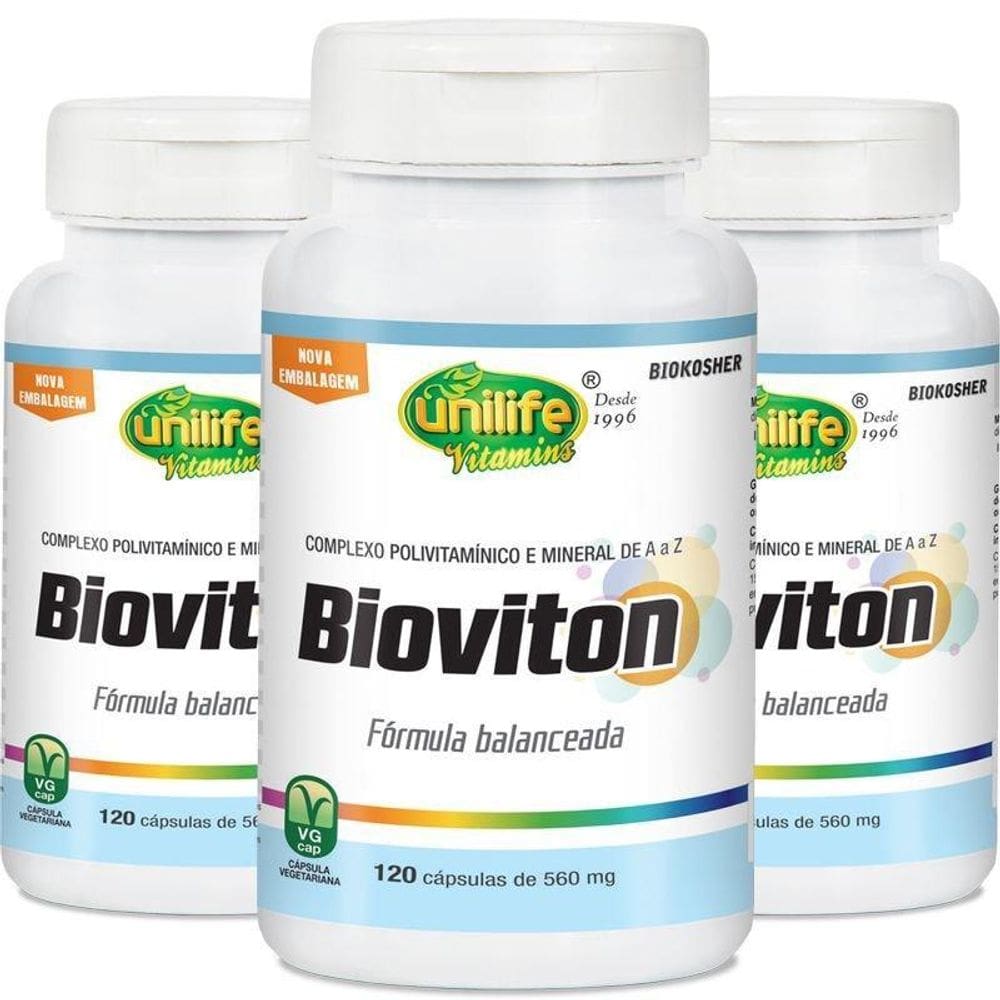 Kit 3 Bioviton Multivitamínico 120 Cápsulas Unilife