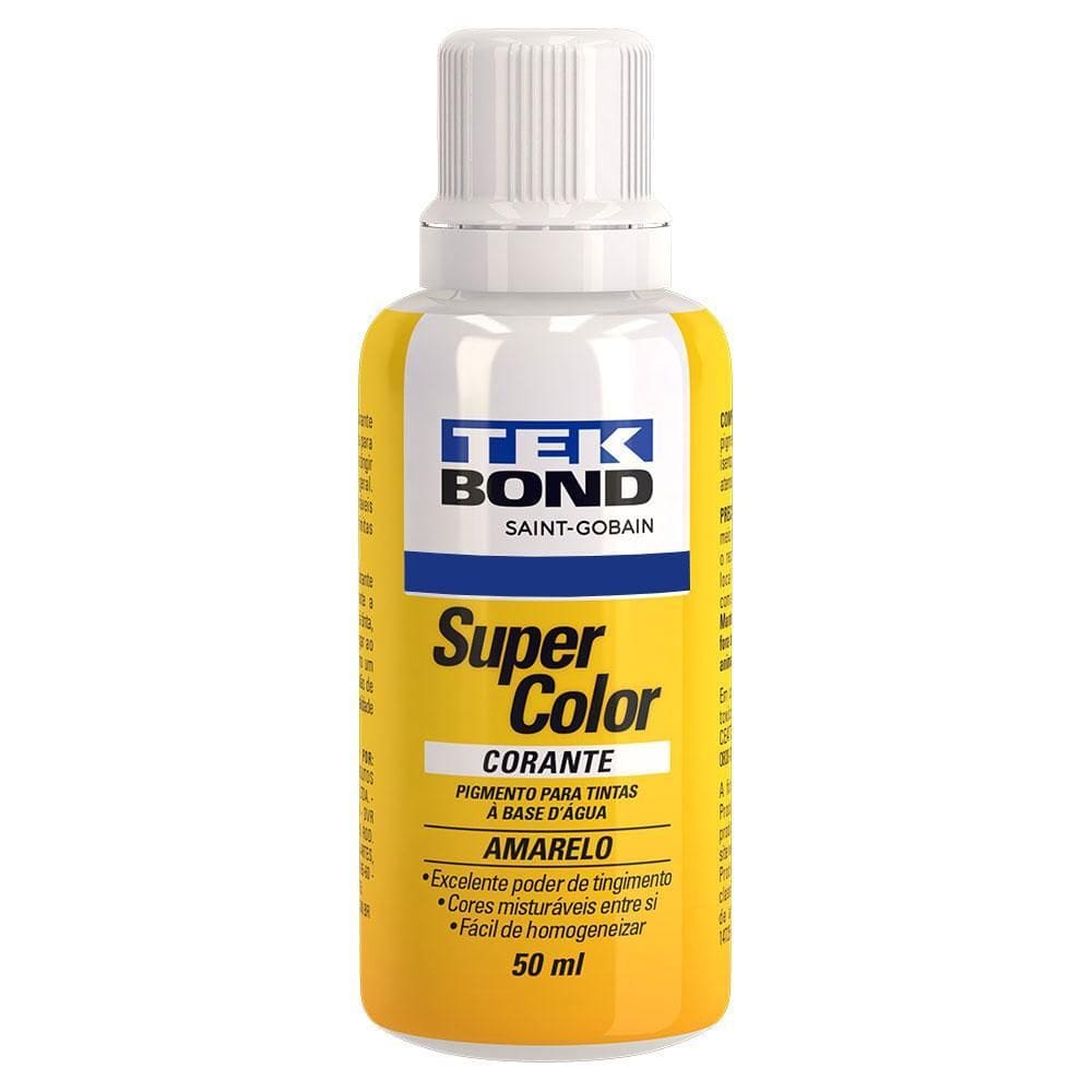 Corante Liquido Tintas Super Color Amarelo 50 Ml Tek Bond