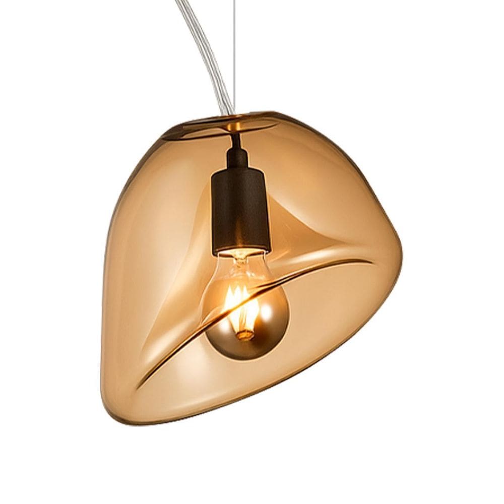 Lustre Pendente Miele Vidro Ambar Fumê Vintage Sala Jantar