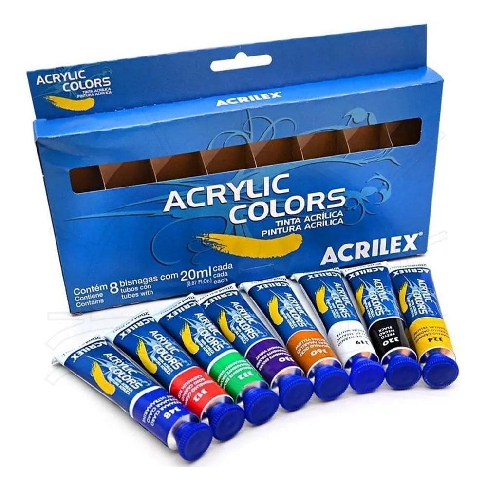 2X Tinta Acrilica Para Tela 20Ml Acrilex 08 Cores